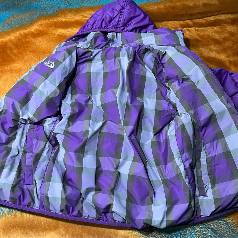 North Face 550 down hooded puffer jacket size L 14-16
